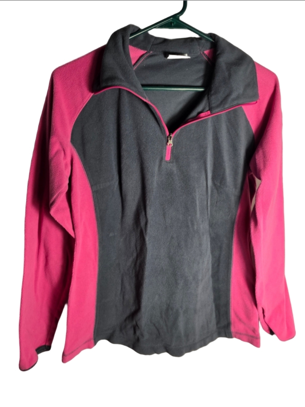 Women's Columbia Fleece Quarter-Zip Sweatshirt Pink Grey Size L Breast Cancer